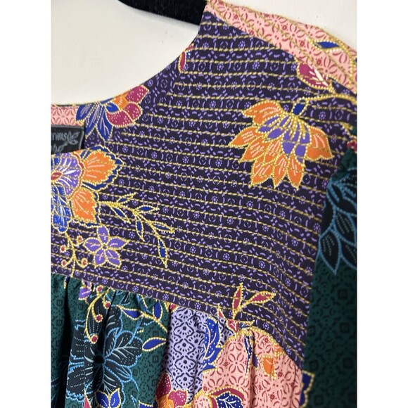 NWOT Johnny Was Deneb 100% Silk Peasant Floral Blouse Size Medium Large Boho Art - Picture 3 of 10